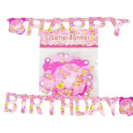144 Wholesale Letter Banner B-Day Butterfly 14x14cm