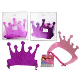 144 Pieces Eva Crown In Pink & Purple - Costumes & Accessories
