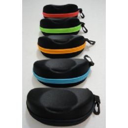 60 Wholesale Zippered Glasses Case [black With Neon Zipper