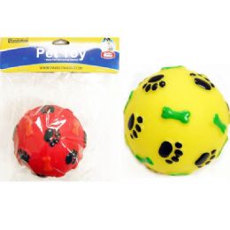 96 Wholesale Pet Toy 3.75"dia Yellow Red