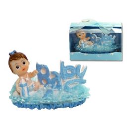 96 Wholesale Polystone Baby W/ Baby Boy In Box Bule