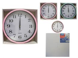 12 Wholesale 12" Wall Clock In Pink, Blue