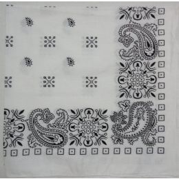 24 Wholesale White Paisley Bandana