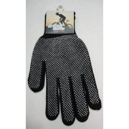 48 Pairs Sports Gloves With Gripper PalM--Black Only - Knitted Stretch Gloves