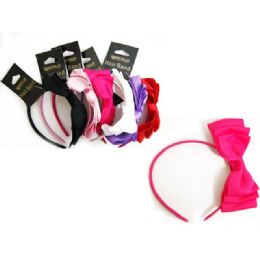 144 Wholesale Hair Band W/butterfly Bow 6asst Packing 1/pc