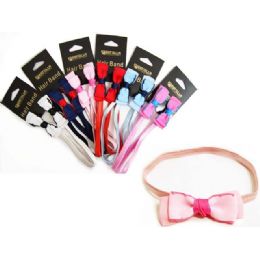 144 Wholesale Hair Band W/ Butterfly Bow 6asst Packing 1.pc