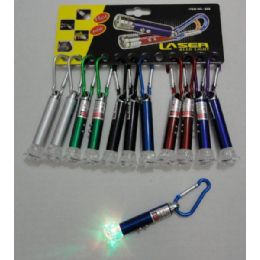 72 Pieces 2 In 1 Laser & Multi Color Light With Keychain CliP--Rose Tip - Flash Lights