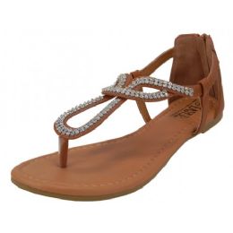 18 Wholesale Women's Rhinestone Sandals Brown Color Only