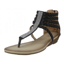 18 Wholesale Women's Heel Zipper Braided Gladiator