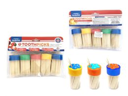 96 Pieces 5 Piece Toothpicks With Dispensers - Toothpicks