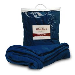 20 Wholesale Mink Touch Luxury Blankets In Navy