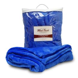 20 Wholesale Mink Touch Luxury Blankets In Royal Blue