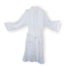 10 Units of Unisex Mink Touch Luxury Robe In White - Bath Robes