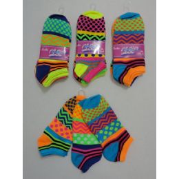 144 Wholesale Ladies Teen Anklets 9-11 [neon Chevron/polka Dots/stripes]