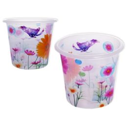 48 Wholesale Plastic Trash Can With Assorted Print Designs