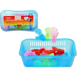 96 Wholesale Basket With 12pc Cloth Pegs