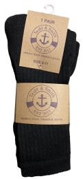 Yacht & Smith Womens Terry Line Merino Wool Thick Thermal Boot Socks, Solid Black