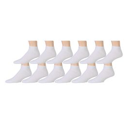 Wholesale Yacht & Smith Men's No Show Ankle Socks, Cotton Terry Cushioned, Size 10-13 White
