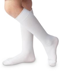 Wholesale Yacht & Smith 90% Cotton Girls White Knee High, Sock Size 6-8	