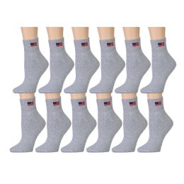 Wholesale Yacht & Smith Women's Usa American Flag Low Cut Ankle Socks, Size 9-11 Gray