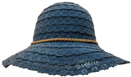 Wholesale Yacht & Smith Cotton Crochet Sun Hat Soft Lace Design, Style A - Navy