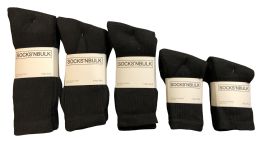 Wholesale Mixed Sizes Of Cotton Crew Socks For Men Woman Children In Solid Black