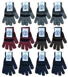 Wholesale Yacht & Smith Unisex Winter Gloves, Magic Stretch Gloves In Assorted Stripe Colors Bulk Pack