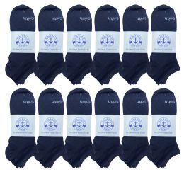 Wholesale Yacht & Smith Mens Comfortable Lightweight Breathable No Show Sports Ankle Socks, Solid Navy Bulk Buy