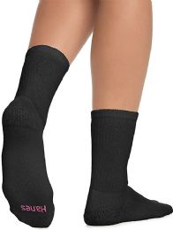 Hanes Crew Sock For Woman Shoe Size 4-10 Black - Samples