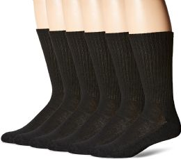 Wholesale Hanes Mens Black Cushioned Crew Socks, Shoe Size 6-12
