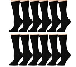 Wholesale Yacht & Smith Ladies Thin Cotton Black Crew Socks, Size 9-11