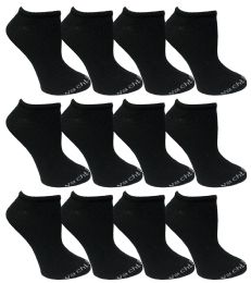 Wholesale Yacht & Smith Womens 97% Cotton Low Cut No Show Loafer Socks Size 9-11 Solid Black Bulk Buy