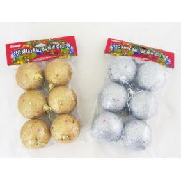 96 Wholesale Xms 6pc Ball W/glitter 2asst
