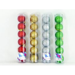144 Wholesale Xms Ball 6pc/set 5cm 4asst Clr