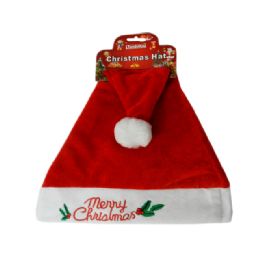 144 Units of Santa Christmas Hat With Stitching - Christmas Novelties