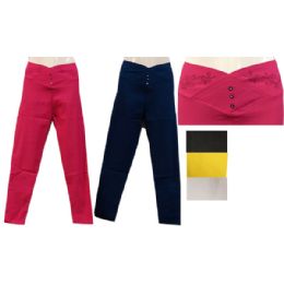 12 Wholesale Solid Colors With Button And Rhinestone Leggings