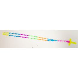 96 Wholesale Neon Color Rosary Glow In The Dark Assorted Necklaces