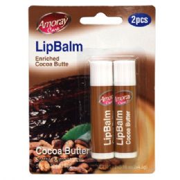 96 Pieces Amoray Lip Balm 2pk Stick Cocoa Butter - Assorted Cosmetics