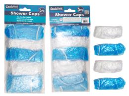 24 of 5pc Shower Caps - Transparent white and Transparent blue