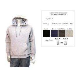 12 Pieces Mens Full Zip Hoodie Assorted Colors - Mens Sweat Shirt
