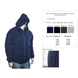 12 Wholesale Mens Hooded Top With Thermal Lining Heavy Padding