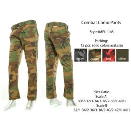 12 Pieces Mens Combat Camo Pants - Mens Pants