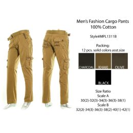 12 Pieces Mens Fashion Cargo Pants 100% Cotton - Mens Pants