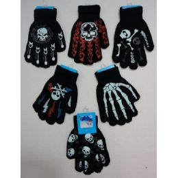 36 Pairs Boys Printed Gloves - Knitted Stretch Gloves