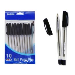 144 Wholesale 10 Pack Black Ball Point Pen