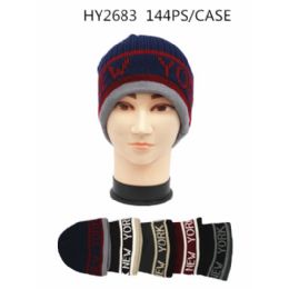 72 Pieces Mens Nyc Printed Winter Hats - Winter Hats