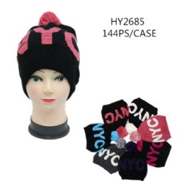 72 Wholesale Ladies Printed Nyc Winter Hats