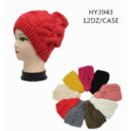 24 Pieces Ladies Heavy Knit Solid Color Winter Hat - Fashion Winter Hats