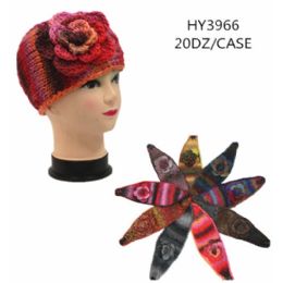 60 Wholesale Ladies Multicolored Winter Head Band With Flower