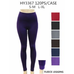 60 Wholesale Ladies Winter Fleece Leggings Solid Colors